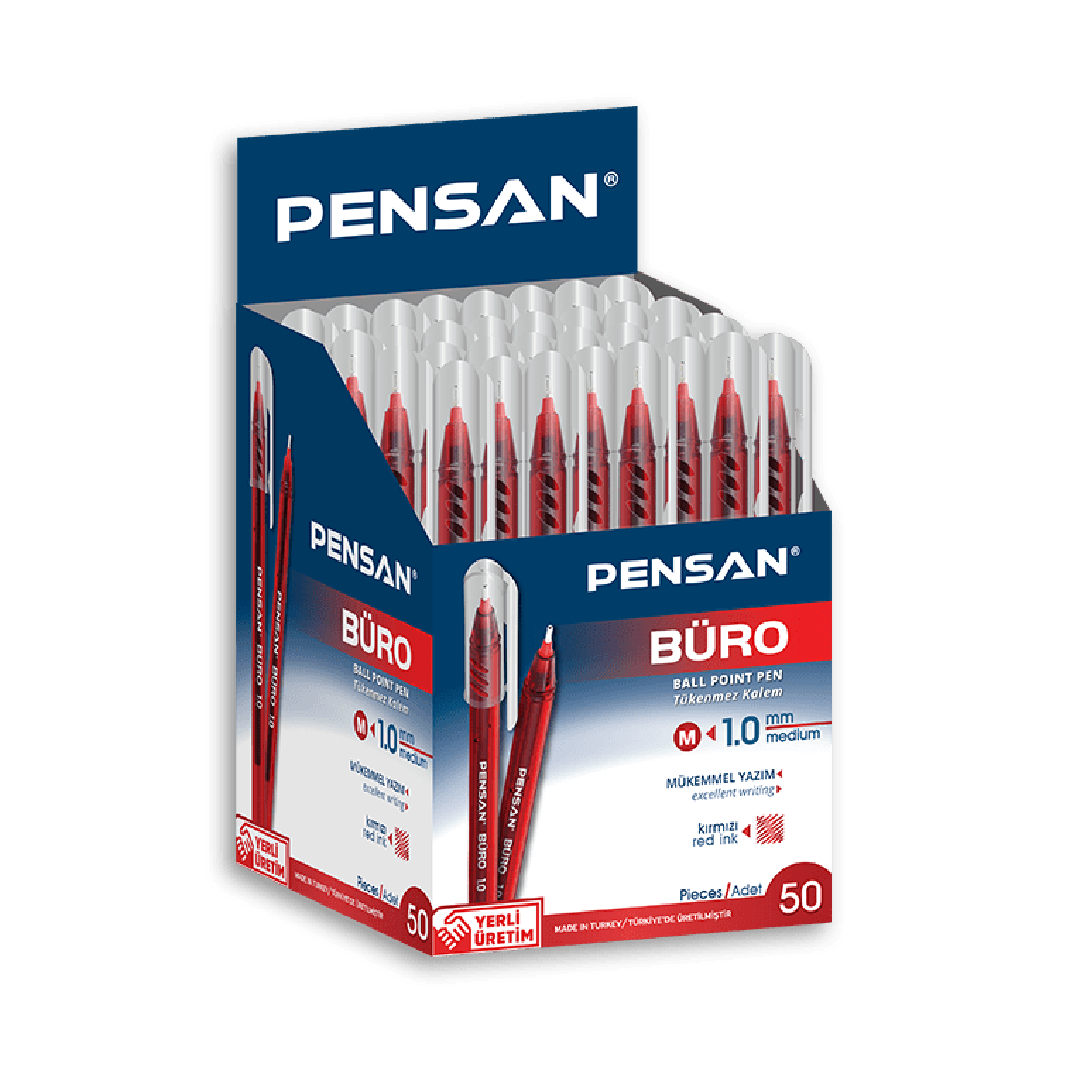 Pensan Buro 볼펜 50 Pcs Box 1mm 블루 레드 블랙 오피스 스쿨 필기구 고정식 고품질 터키 브랜드